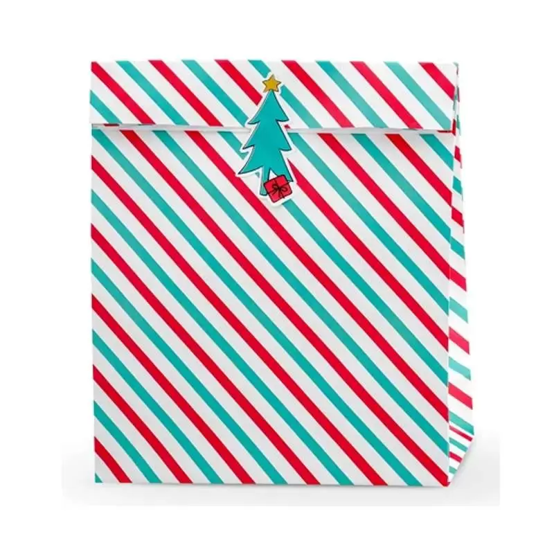 SACCHETTI REGALO NATALIZI A STRISCE - 12 PZ