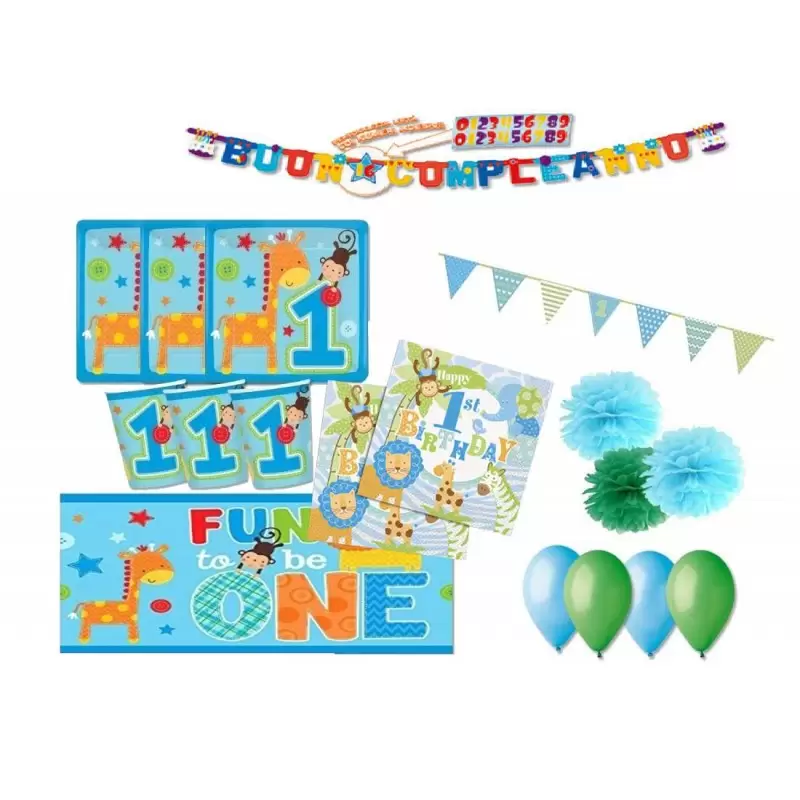 KIT N. 55 ADDOBBI PARTY PRIMO COMPLEANNO - WILD BOY