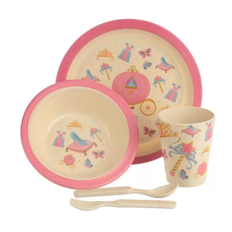 SET PAPPA PRINCIPESSE IN BAMBOO – 2 PIATTI BICCHIERE E POSATE
