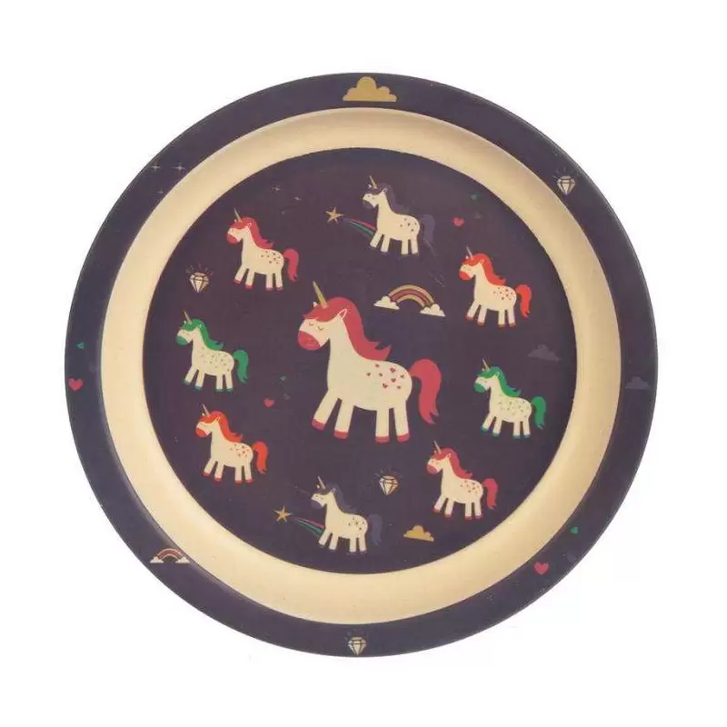 SET PAPPA UNICORNI IN BAMBOO - 2 PIATTI BICCHIERE E POSATE