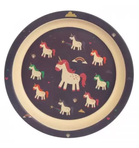 SET PAPPA UNICORNI IN BAMBOO - 2 PIATTI BICCHIERE E POSATE