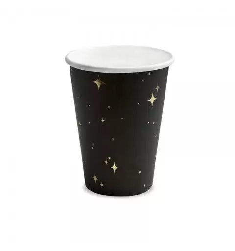 BICCHIERI NERI STELLE ORO - 6 PZ