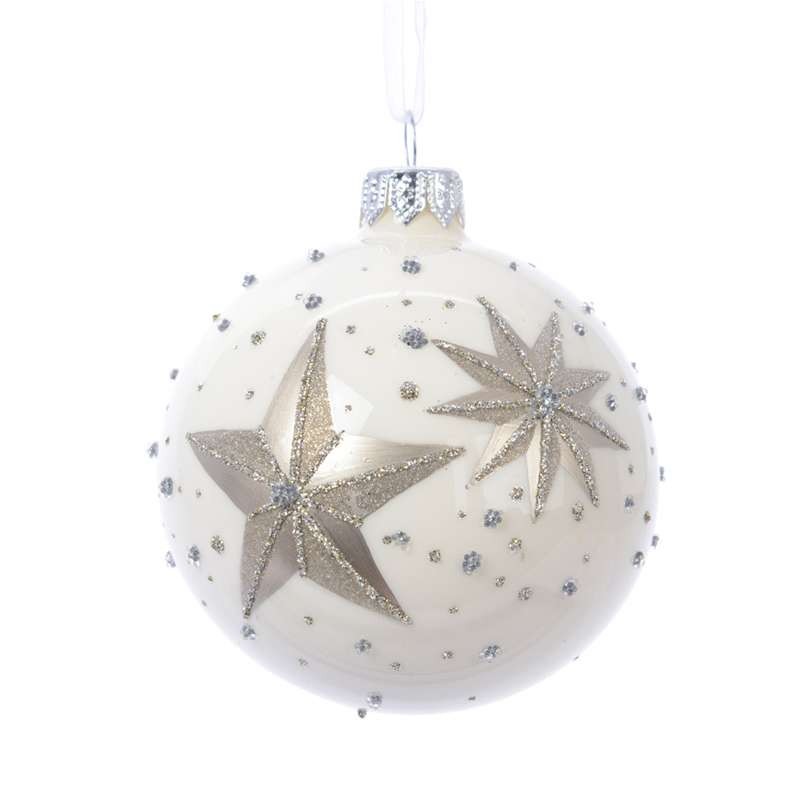 Palline Per Albero Di Natale Bianche Palline bianche con stelle glitter - 6 pz