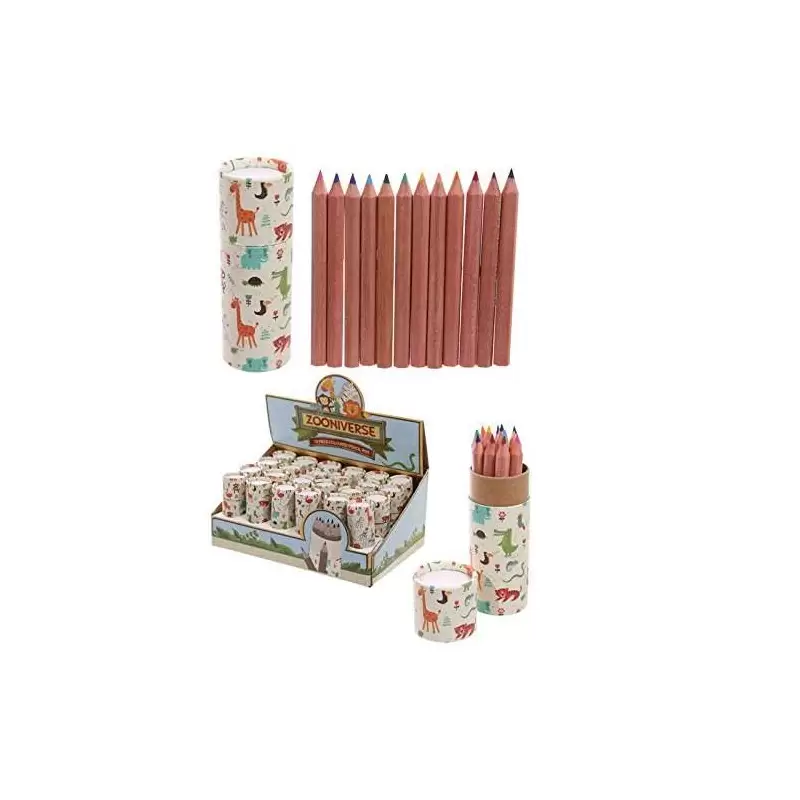 TUBO ANIMALI DELLO ZOO CON MATITE COLORATE - 1 PZ