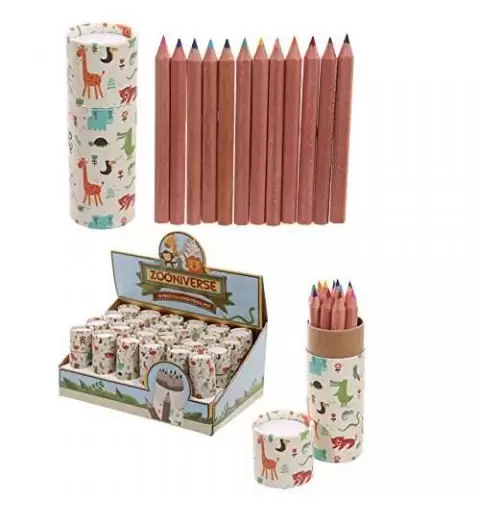 TUBO ANIMALI DELLO ZOO CON MATITE COLORATE - 1 PZ