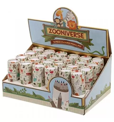 TUBO ANIMALI DELLO ZOO CON MATITE COLORATE - 1 PZ