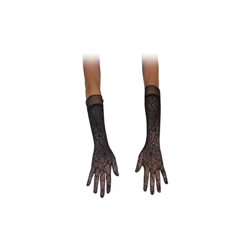GUANTI NERI RAGNATELA PER ADULTI – ACCESSORI GLAMOUR PER HALLOWEEN