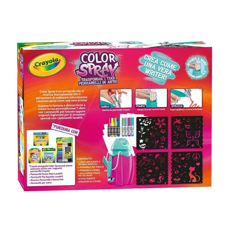 Set Aerografo Per Bambini - Penna Spruzzo Con 12 Pennarelli E 7 Stencil, Non Tossico - Foto 6