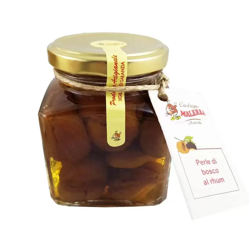 PERLE DI BOSCO AL RHUM – CASTAGNE AL RHUM IN VETRO MALERBA