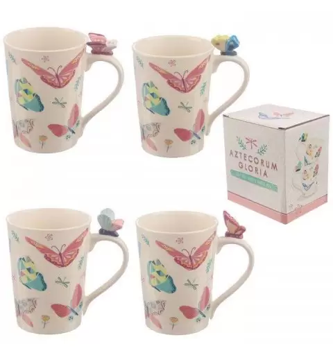 TAZZA CON GRAFICA FARFALLE – TAZZA IN CERAMICA CON FARFALLINA 3D SUL MANICO