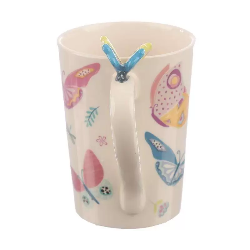TAZZA CON GRAFICA FARFALLE – TAZZA IN CERAMICA CON FARFALLINA 3D SUL MANICO