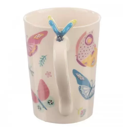 TAZZA CON GRAFICA FARFALLE – TAZZA IN CERAMICA CON FARFALLINA 3D SUL MANICO
