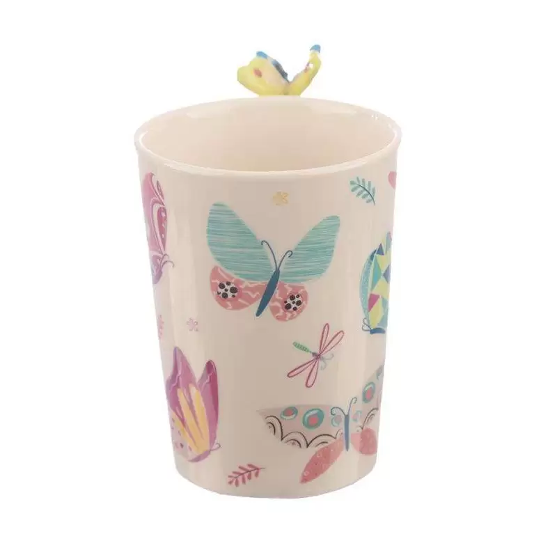 TAZZA CON GRAFICA FARFALLE – TAZZA IN CERAMICA CON FARFALLINA 3D SUL MANICO
