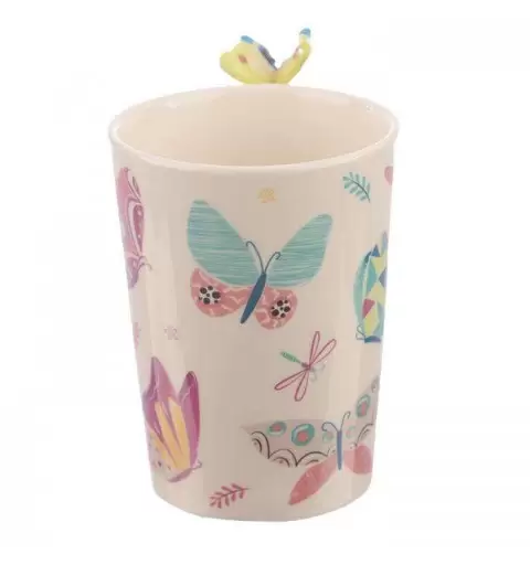 TAZZA CON GRAFICA FARFALLE – TAZZA IN CERAMICA CON FARFALLINA 3D SUL MANICO