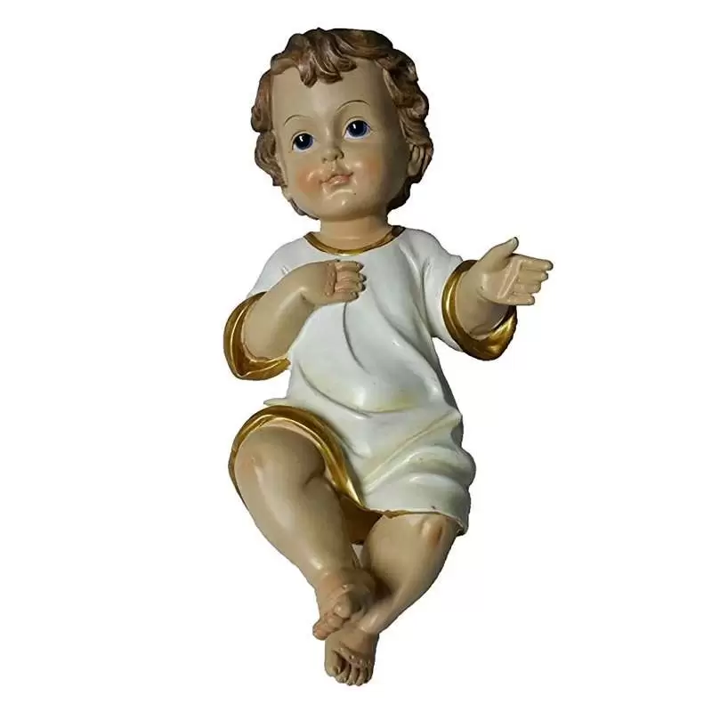 GESÙ BAMBINO CON VESTITINO BIANCO DA 28 CM - STATUA PER PRESEPE