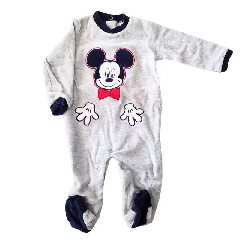 TUTINA INTERA TOPOLINO IN CINIGLIA - CON PIEDINI GRIGIA E BLU NAVY