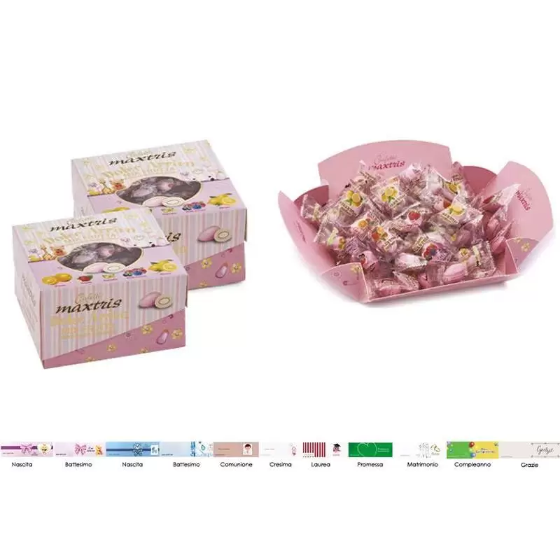 2 CONFEZIONI DI CONFETTI MAXTRIS DOLCE EVENTO FRUTTA MIX ROSA - 1 KG