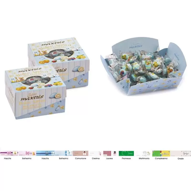 2 CONFEZIONI DI CONFETTI MAXTRIS DOLCE EVENTO FRUTTA MIX CELESTE - 1 KG
