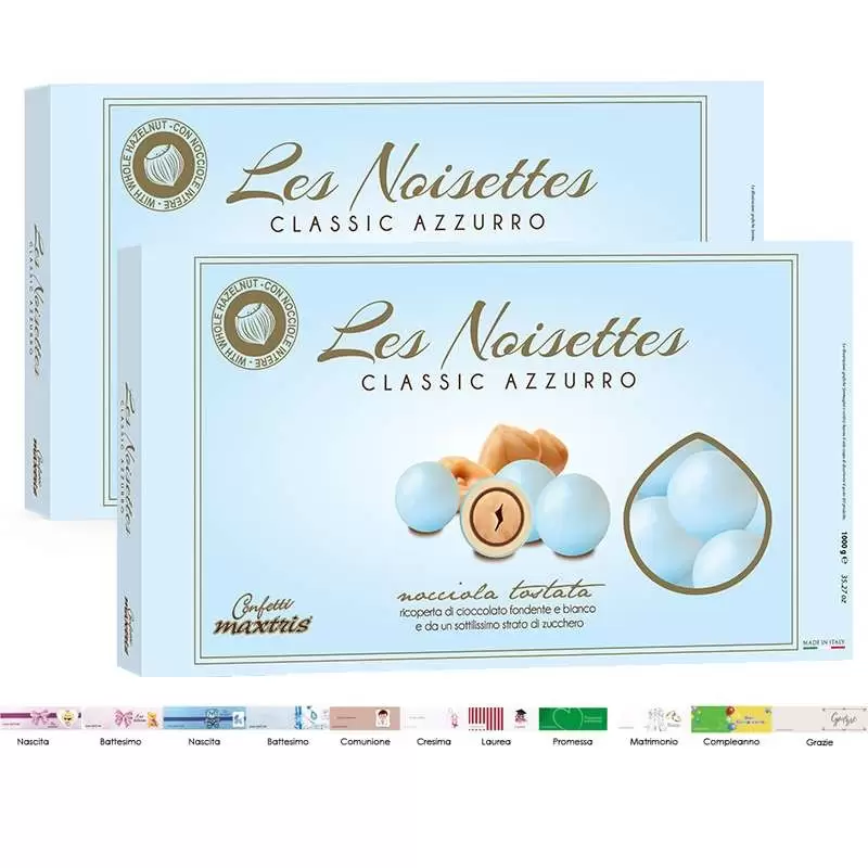 2 CONFEZIONI DI CONFETTI MAXTRIS LES NOISETTES CLASSIC CELESTE - 2 KG