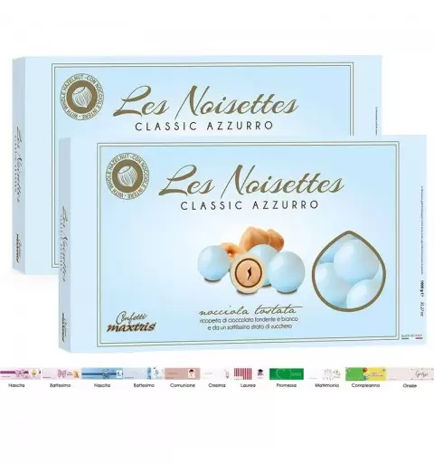2 CONFEZIONI DI CONFETTI MAXTRIS LES NOISETTES CLASSIC CELESTE - 2 KG