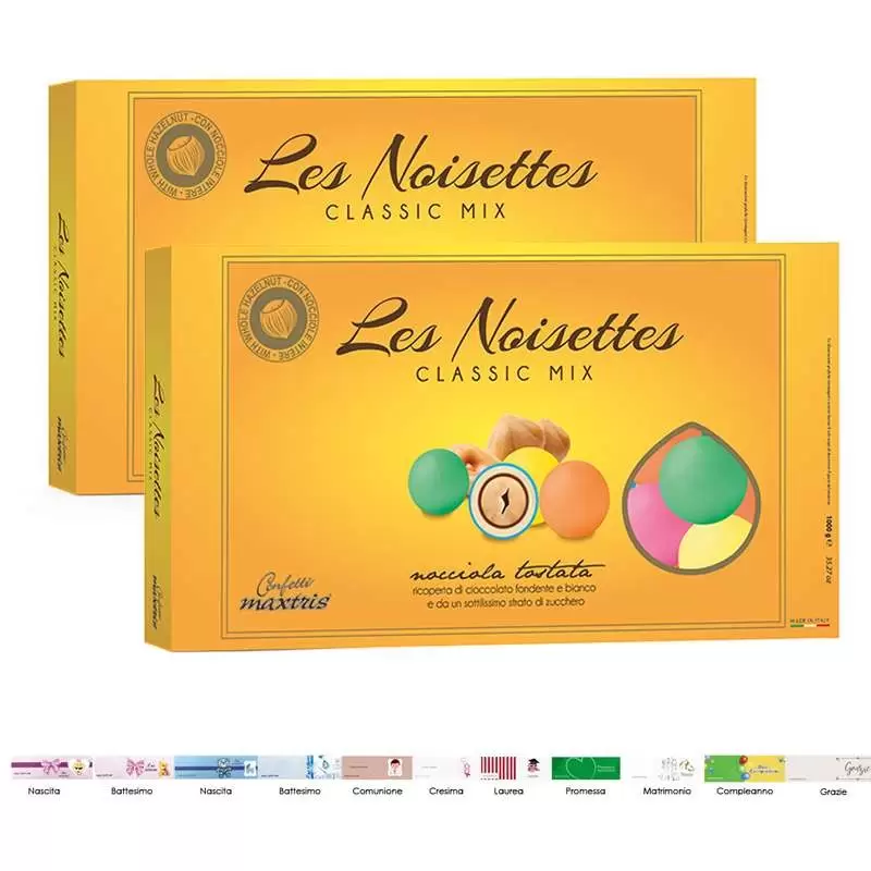 2 CONFEZIONI DI CONFETTI MAXTRIS LES NOISETTES CLASSIC MIX - 2 KG