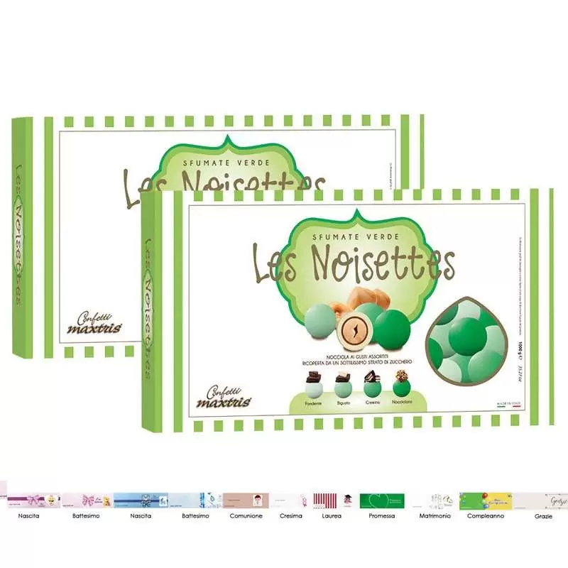 2 CONFEZIONI DI MAXTRIS LES NOISETTES SFUMATE VERDI - 2 KG