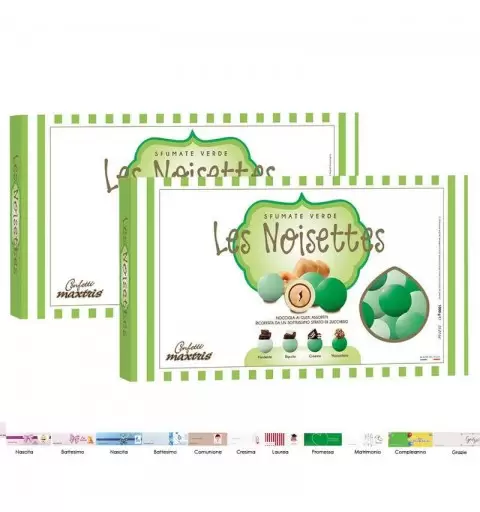 2 CONFEZIONI DI MAXTRIS LES NOISETTES SFUMATE VERDI - 2 KG