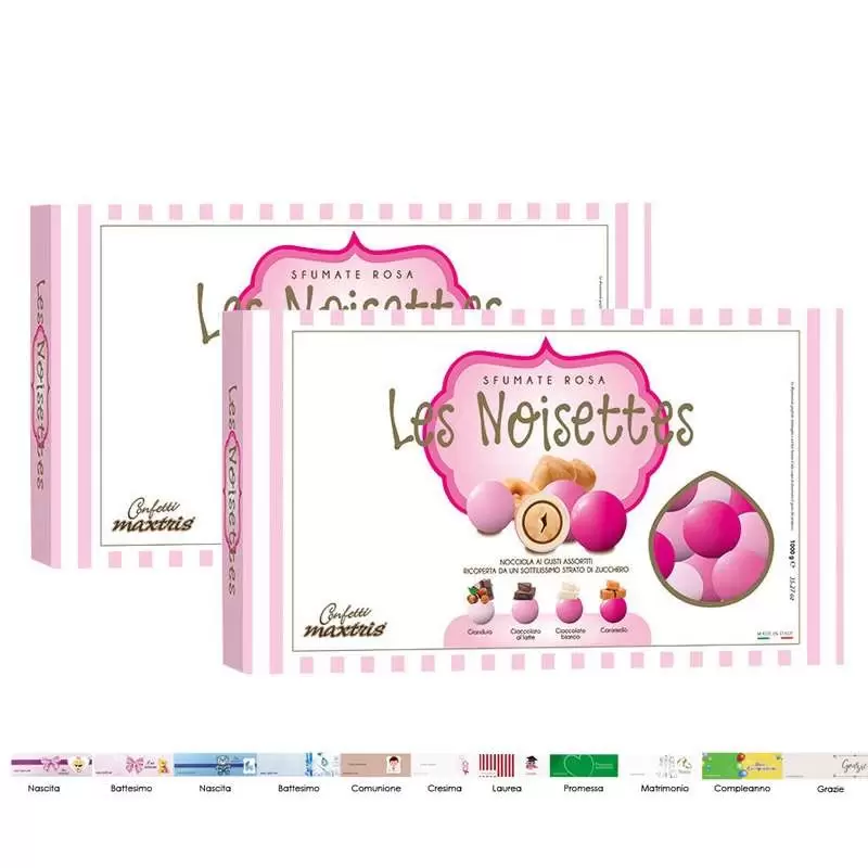 2 CONFEZIONI DI CONFETTI MAXTRIS LES NOISETTES SFUMATE ROSA – 2 KG