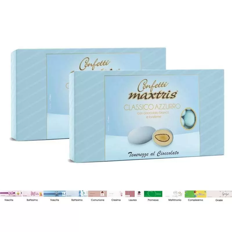 2 CONFEZIONI DI CONFETTI MAXTRIS CLASSICO CELESTE - 2 KG