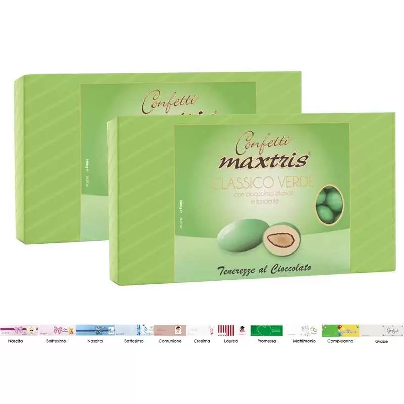 2 CONFEZIONI DI CONFETTI MAXTRIS CLASSICI VERDE – 2 KG
