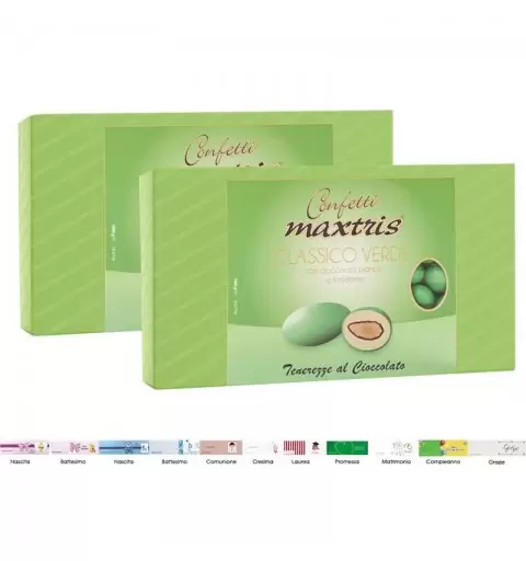 2 CONFEZIONI DI CONFETTI MAXTRIS CLASSICI VERDE – 2 KG
