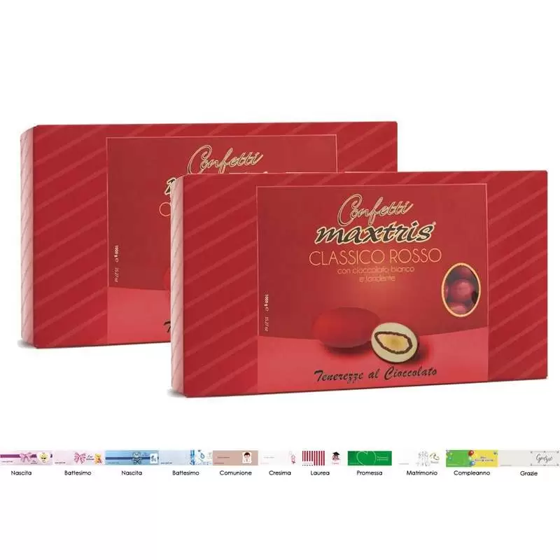 2 CONFEZIONI DI CONFETTI MAXTRIS CLASSICI ROSSI – 2 KG