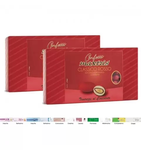 2 CONFEZIONI DI CONFETTI MAXTRIS CLASSICI ROSSI – 2 KG
