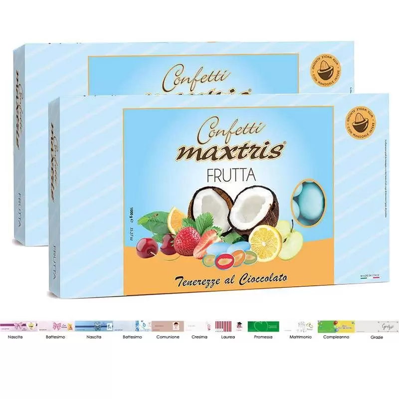 2 CONFEZIONI DI CONFETTI MAXTRIS MIX FRUTTA CELESTE – 2 KG
