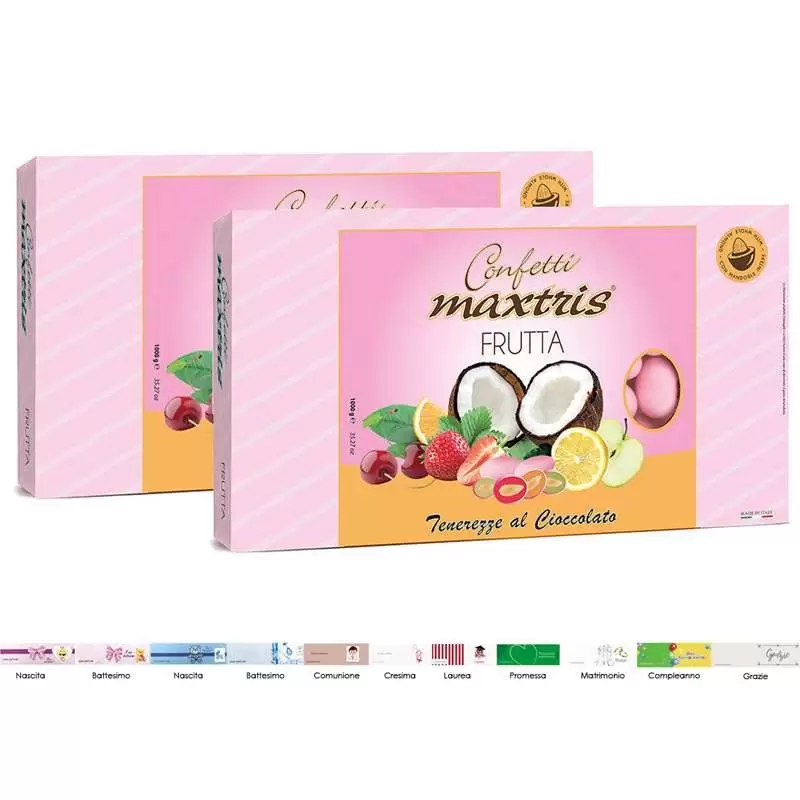2 CONFEZIONI DI CONFETTI MAXTRIS MIX FRUTTA ROSA – 2 KG