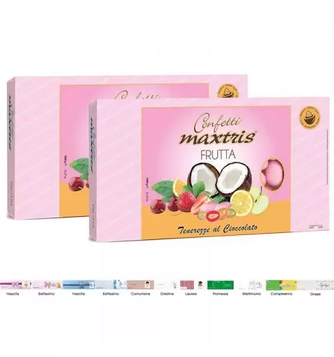 2 CONFEZIONI DI CONFETTI MAXTRIS MIX FRUTTA ROSA – 2 KG
