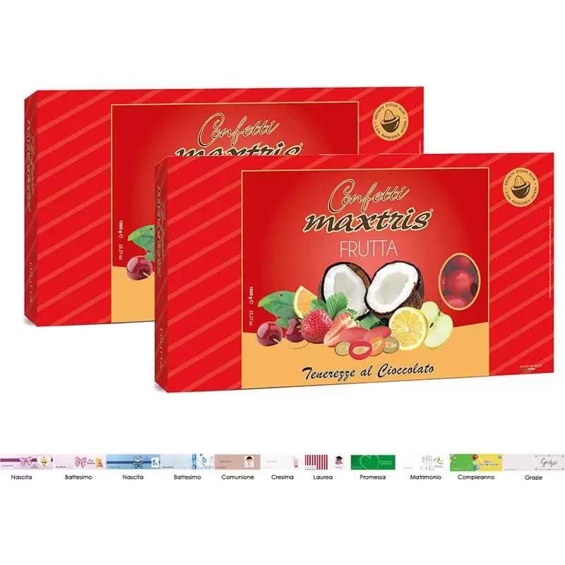 2 CONFEZIONI DI CONFETTI MAXTRIS MIX FRUTTA ROSSO – 2 KG