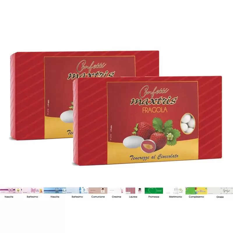 2 CONFEZIONI DI CONFETTI MAXTRIS FRAGOLA – 2 KG