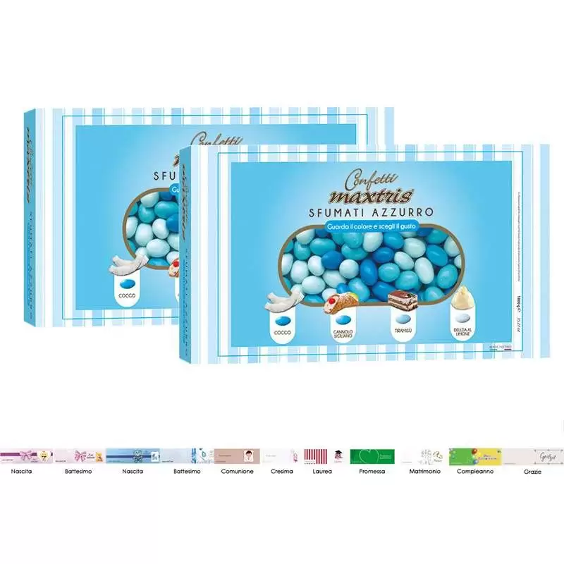 2 CONFEZIONI DI CONFETTI MAXTRIS SFUMATO AZZURRO - 2 KG