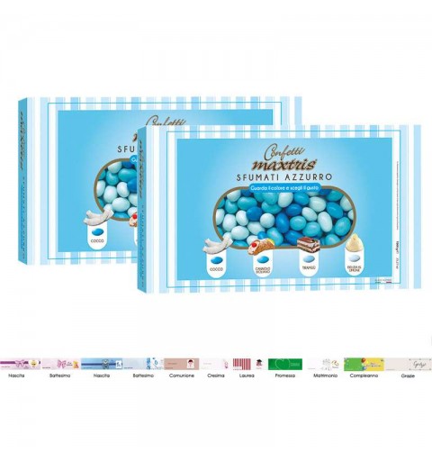 2 confezioni di confetti Maxtris sfumato azzurro - 2 kg