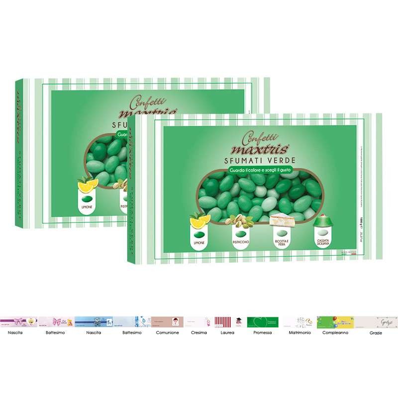 2 confezioni di confetti Maxtris sfumato verde - 2 kg