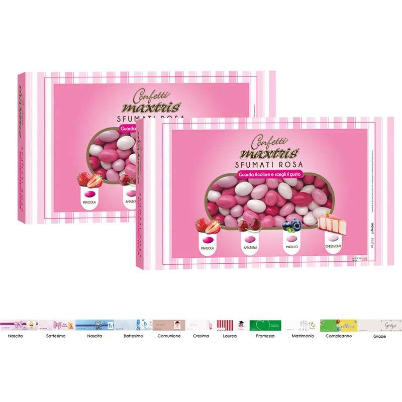 2 confezioni di confetti Maxtris sfumati rosa - 2 kg