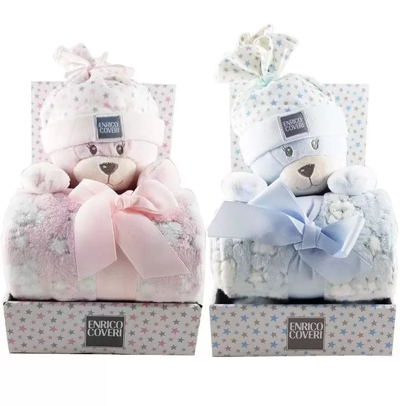 COPERTINA DI PILE CON MORBIDO PELUCHE – ROSA O CELESTE