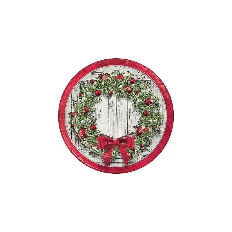 PIATTI GHIRLANDA NATALIZIA RUSTIC WREATH - 8 PZ