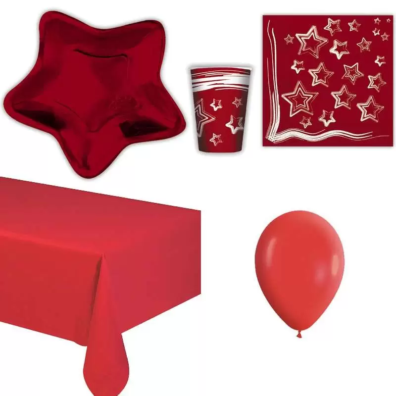 KIT N.21 ROUGE METALLIC - ARTICOLI TAVOLA PRANZO O CENA DI NATALE