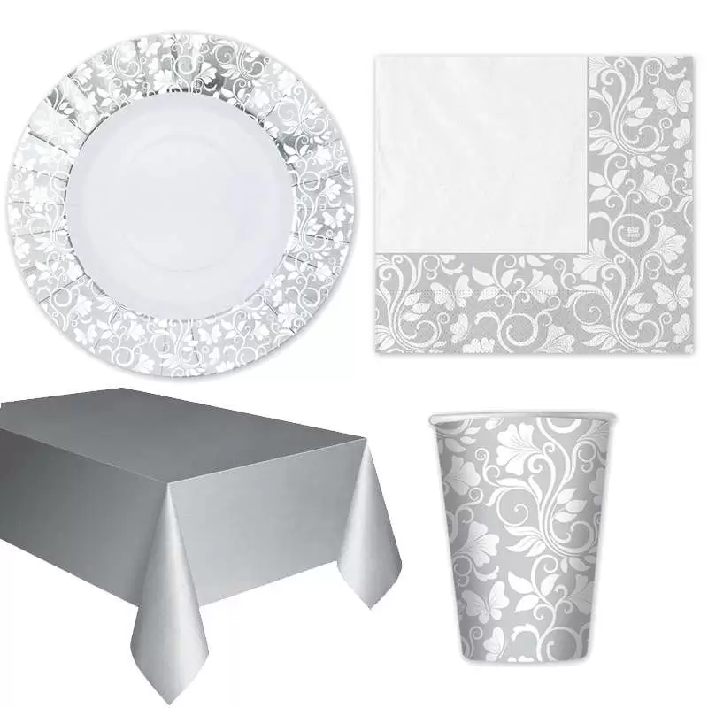 KIT N.16 CELEBRITY ARGENTO - COORDINATO TAVOLA PER CERIMONIA