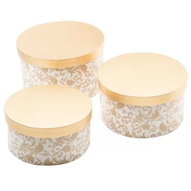 SCATOLE TONDE ORO E FANTASIA TRE GRANDEZZE – 3 PZ