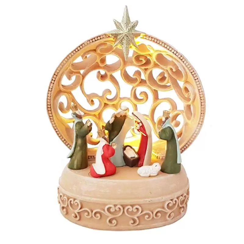 NATIVITÀ IN RESINA CON LUCI LED – PRESEPE STILE ORIENTALE