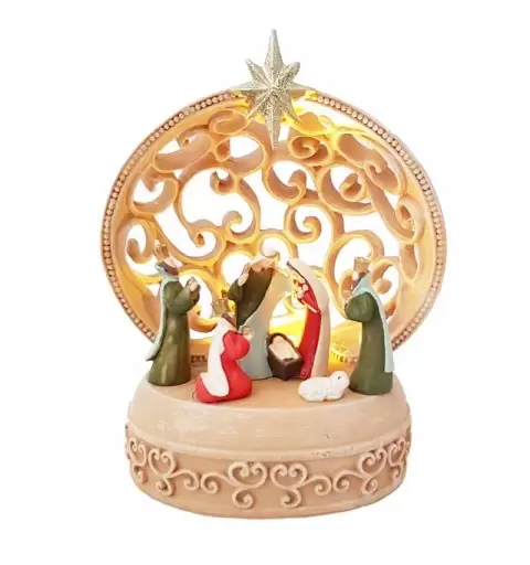 NATIVITÀ IN RESINA CON LUCI LED – PRESEPE STILE ORIENTALE