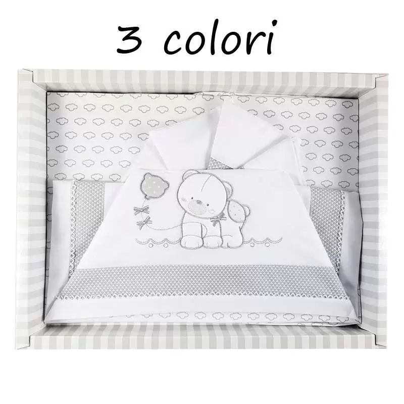 COMPLETO CARROZZINA CON GATTINO – TRE COLORI A SCELTA